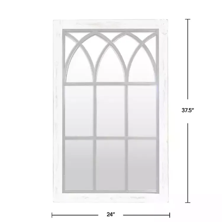 Decorative Mirrors-Kirklands Home Vista Arched Windowpane Mirror Ivory