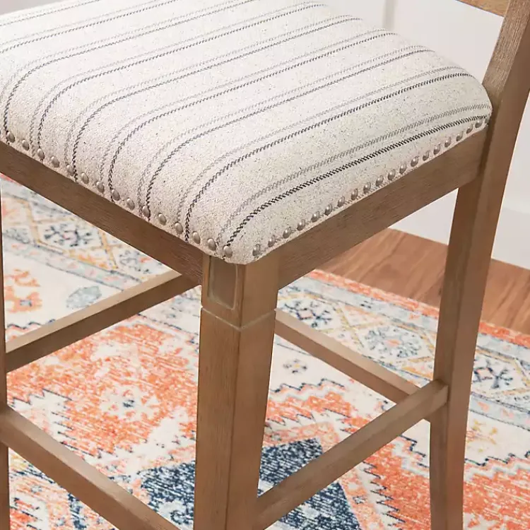 Bar Stools & Counter Height Stools-Kirklands Home Emma Bar Stool with Nailhead Trim Gray