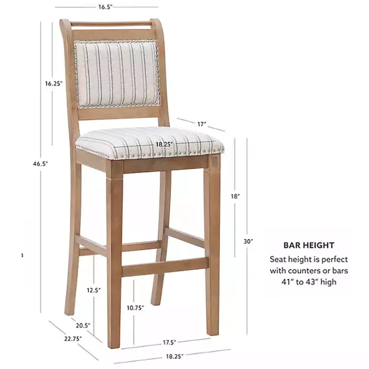 Bar Stools & Counter Height Stools-Kirklands Home Emma Bar Stool with Nailhead Trim Gray