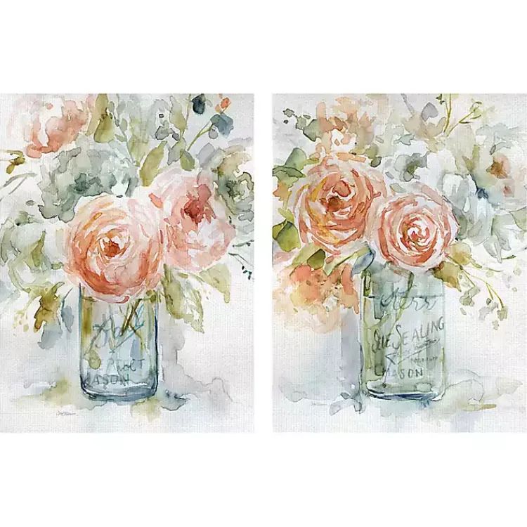Canvas Art-Kirklands Home Cabbage Roses I & II Canvas Art Prints, Set of 2