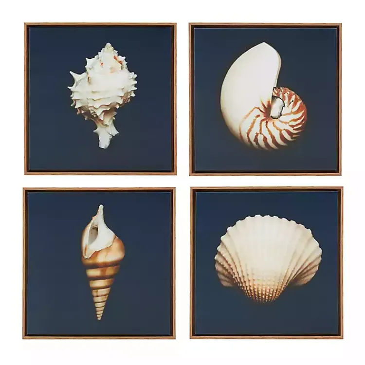 Canvas Art-Kirklands Home Ocean Shell Framed Canvas Art Prints, Set of 4