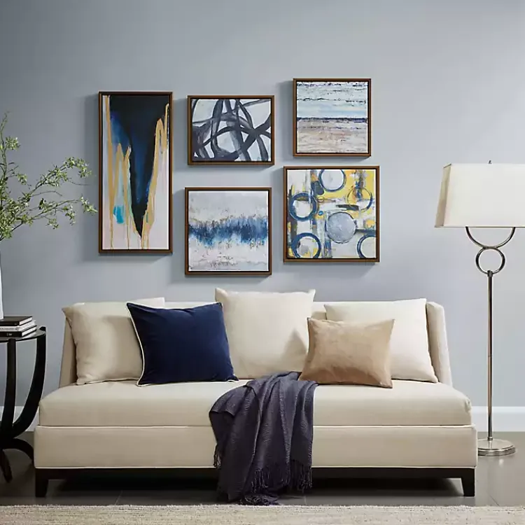 Framed Art-Kirklands Home Bliss Multi-Sized Canvas Art Prints, Set of 5 Blue