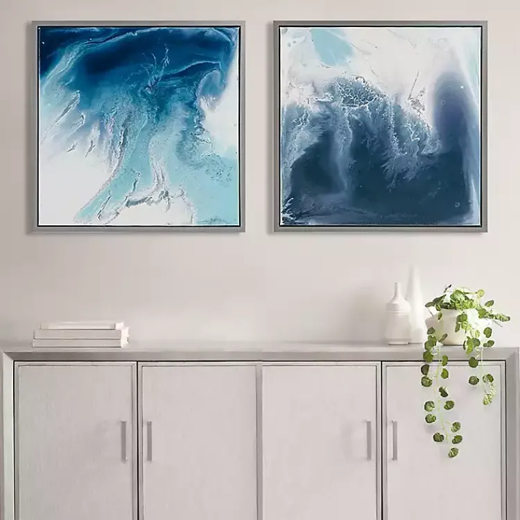 Canvas Art-Kirklands Home Blue Lagoon Framed Canvas Art Prints, Set of 2