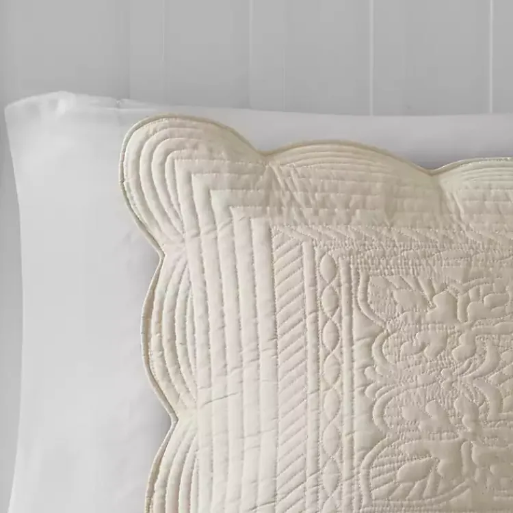 Bedspreads & Coverlets-Kirklands Home Scalloped Monica 3-pc. King Coverlet Set Ivory