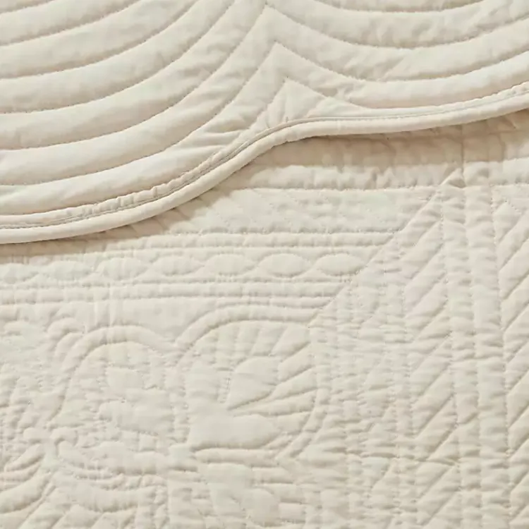 Bedspreads & Coverlets-Kirklands Home Scalloped Monica 3-pc. King Coverlet Set Ivory