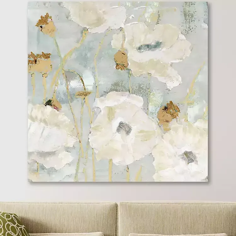Canvas Art-Kirklands Home Cream Poppies in the Wind Giclee Canvas Art Print