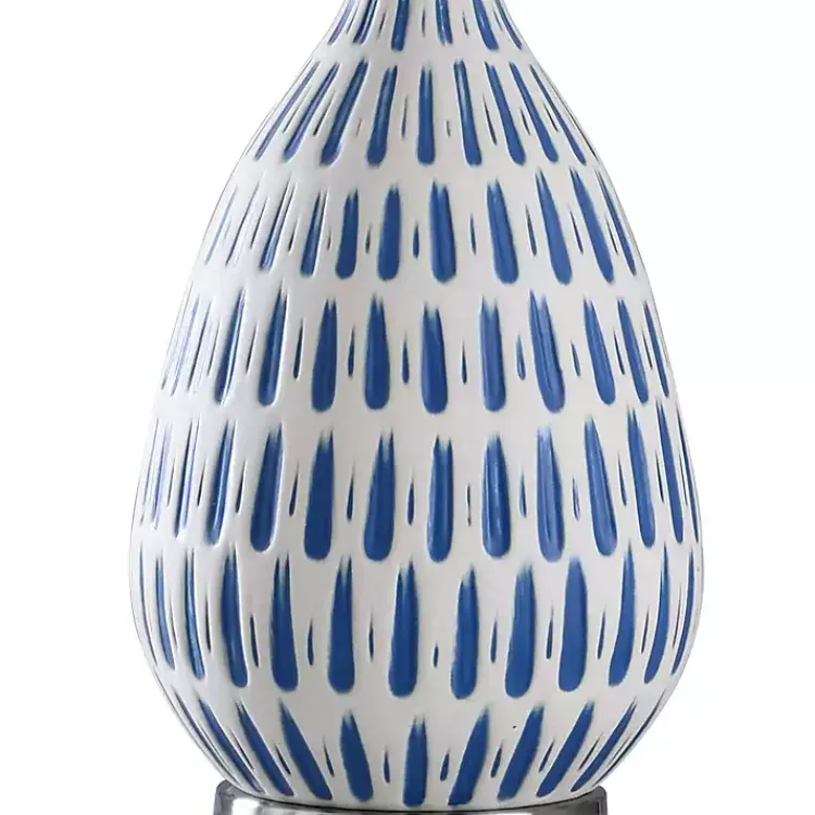 Table Lamps-Kirklands Home Blue Off-White Ceramic and Steel Table Lamp