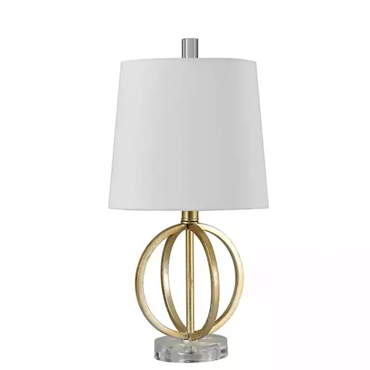 Table Lamps-Kirklands Home Antique Gold Table Lamp with Steel Base White