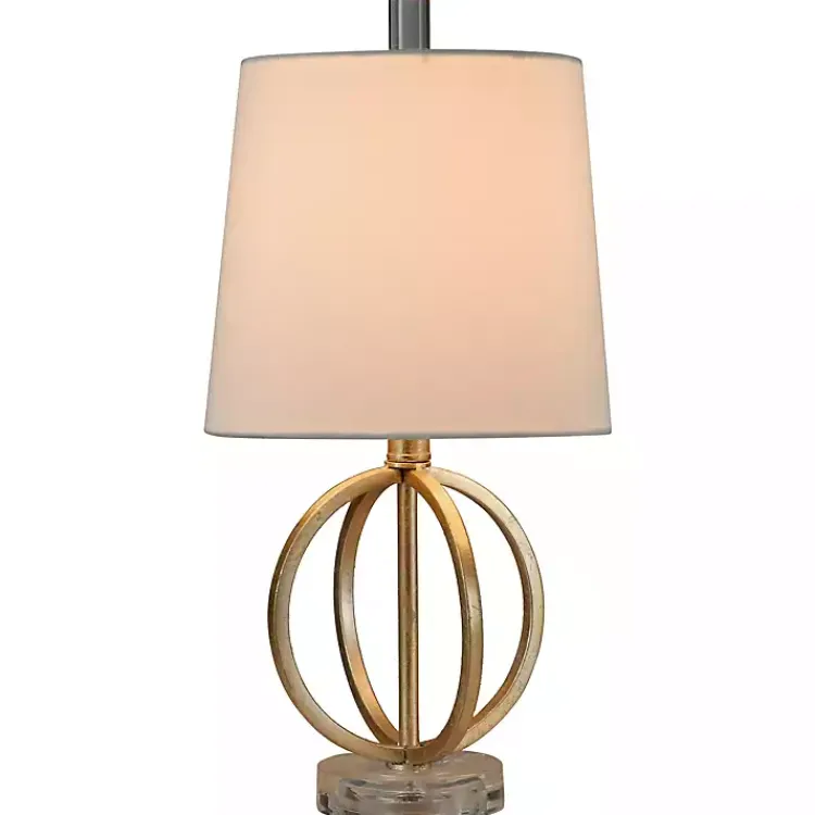 Table Lamps-Kirklands Home Antique Gold Table Lamp with Steel Base White