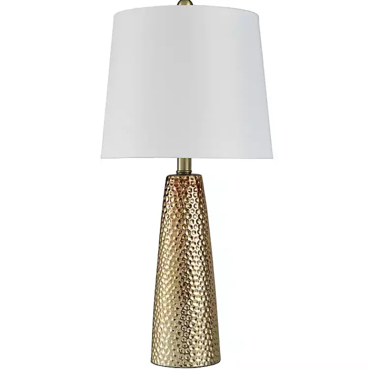 Table Lamps-Kirklands Home Bronze Hammered Table Lamp White