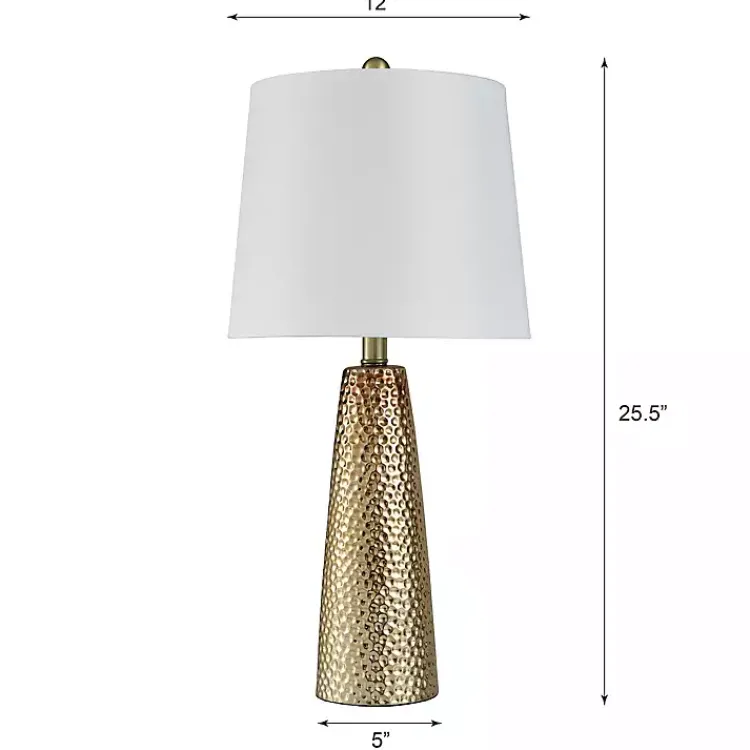 Table Lamps-Kirklands Home Bronze Hammered Table Lamp White
