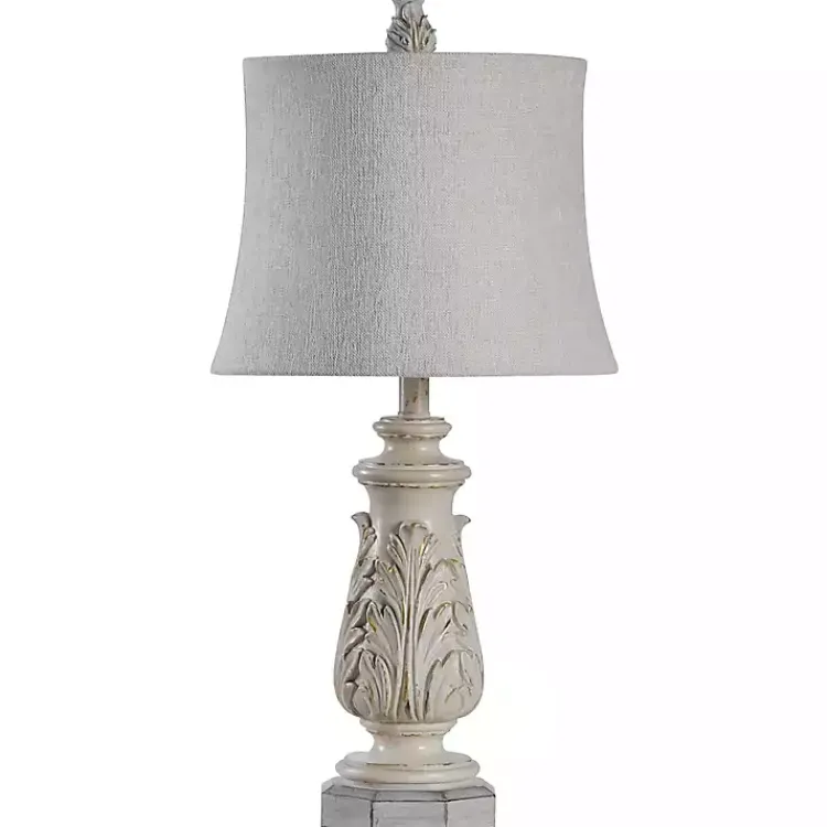 Table Lamps-Kirklands Home Ivory Leaf Scroll Table Lamp White