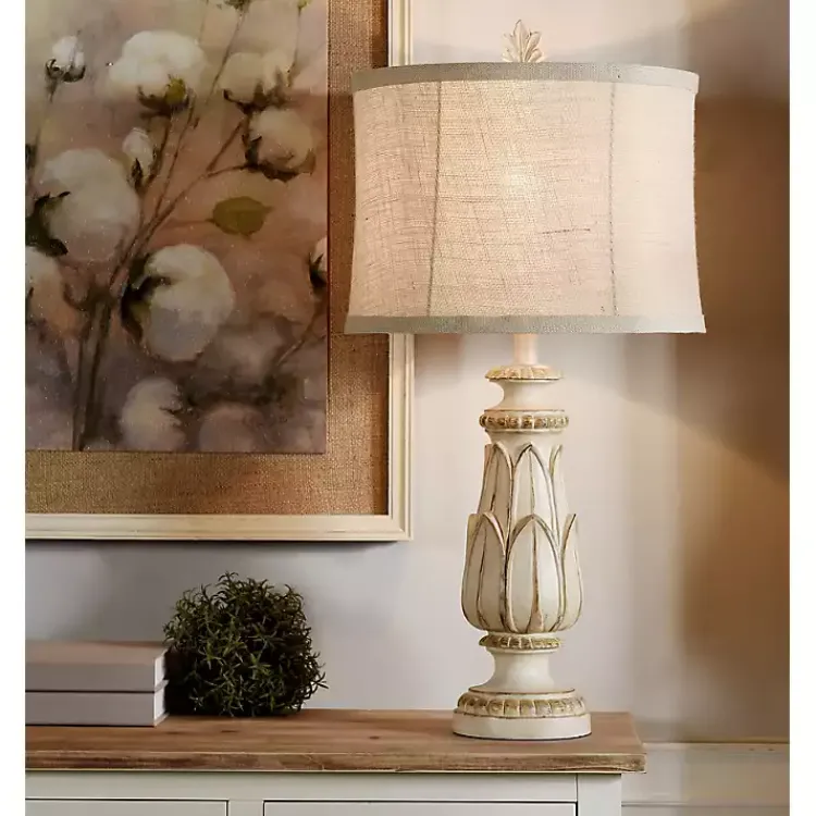 Table Lamps-Kirklands Home Cream Mackinaw Table Lamp Ivory