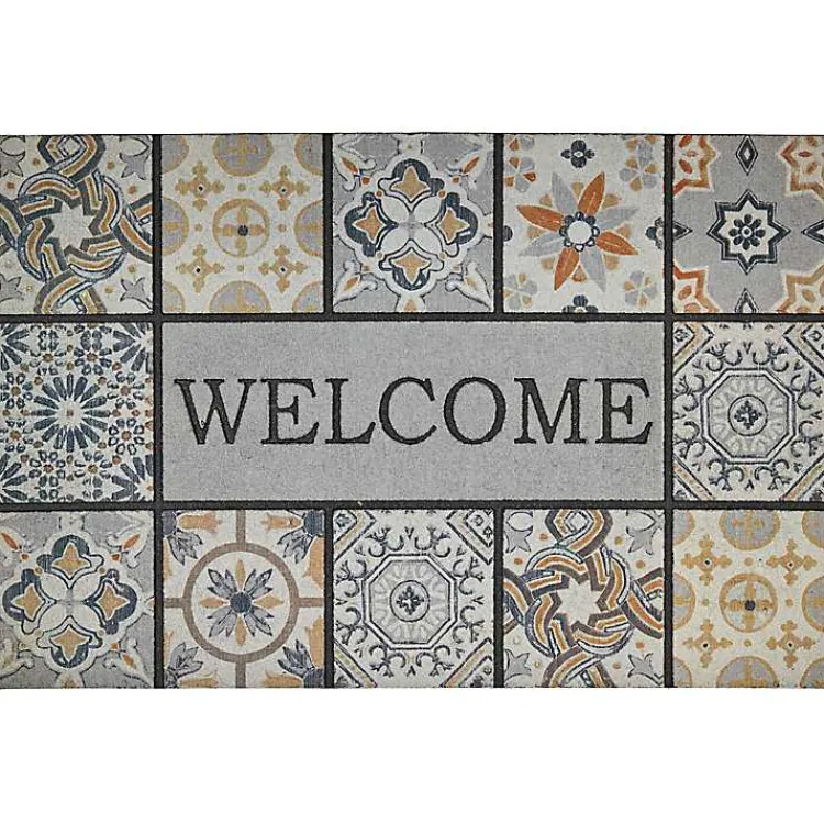 Doormats-Kirklands Home Patina Tiles Welcome Estate Doormat Gray