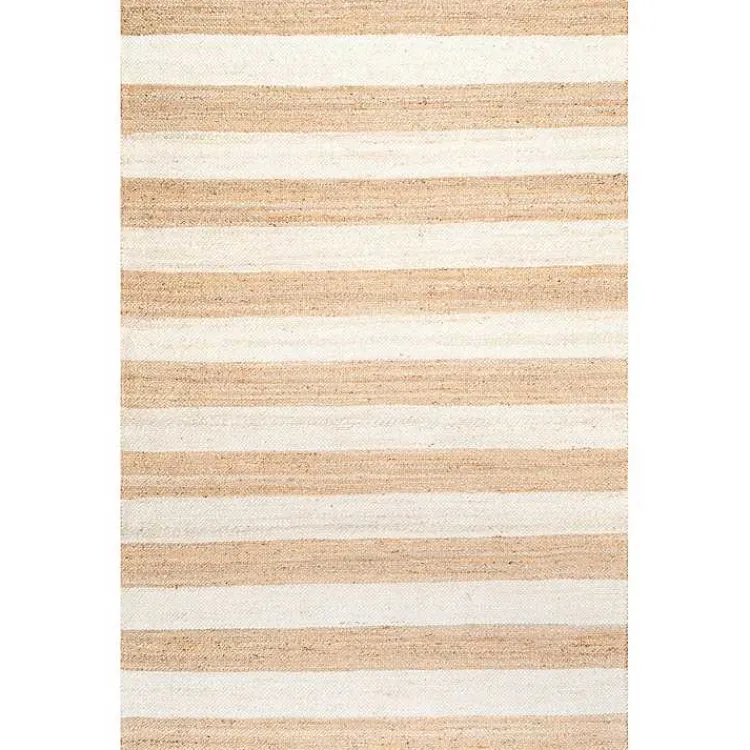 Area Rugs-Kirklands Home Natural and White Striped Felix Area Rug, 7x9