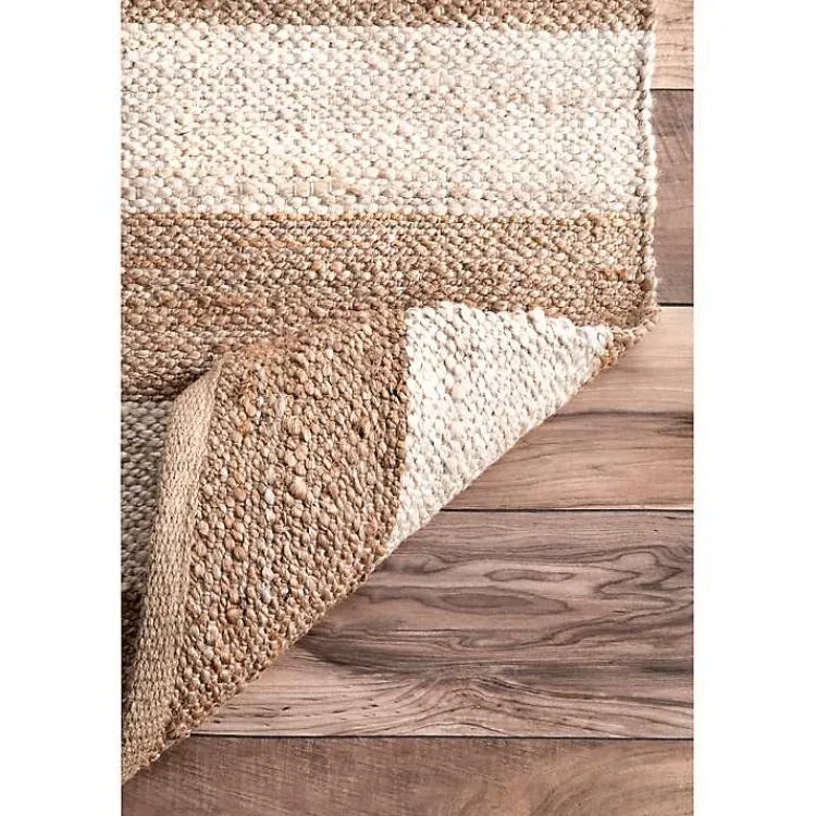 Area Rugs-Kirklands Home Natural and White Striped Felix Area Rug, 7x9