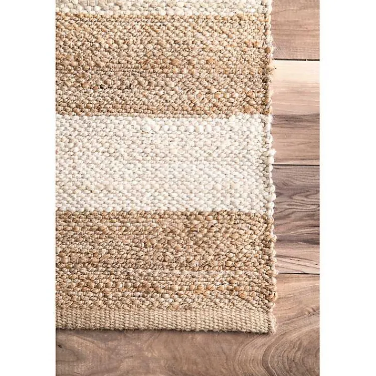 Area Rugs-Kirklands Home Natural and White Striped Felix Area Rug, 7x9