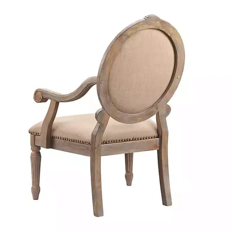 Accent Chairs-Kirklands Home Coley Beige Linen Armchair Tan