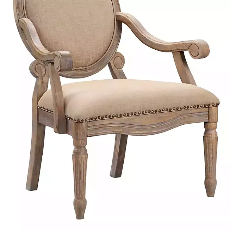 Accent Chairs-Kirklands Home Coley Beige Linen Armchair Tan