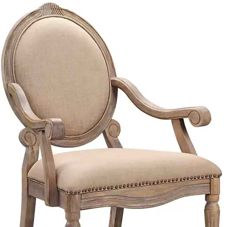 Accent Chairs-Kirklands Home Coley Beige Linen Armchair Tan