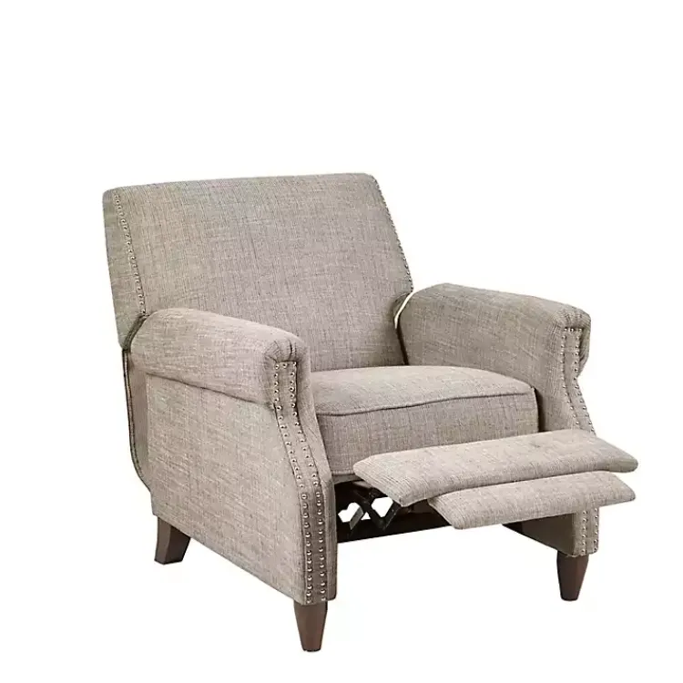 Accent Chairs-Kirklands Home Evanston Push-Back Sand Recliner Gray