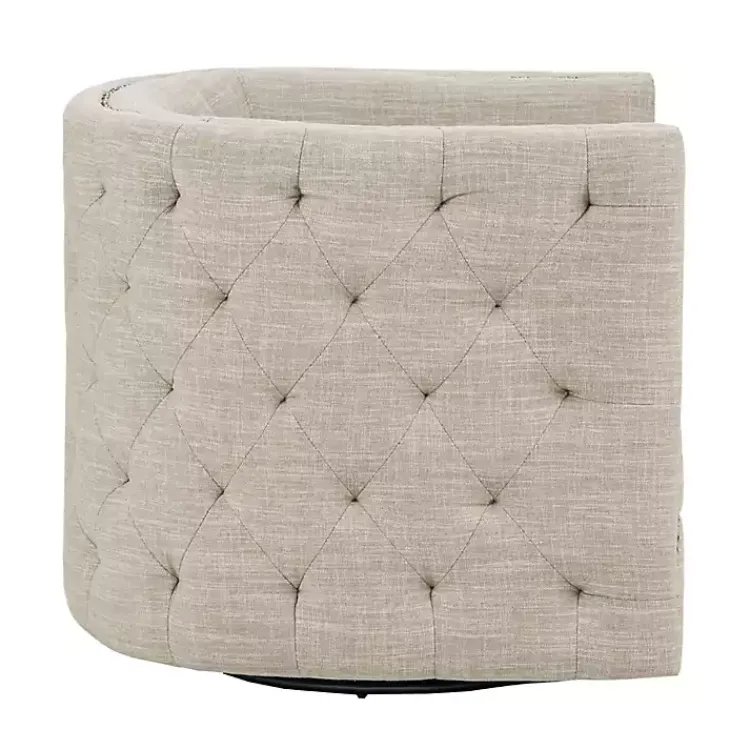 Accent Chairs-Kirklands Home Wilson Tufted Taupe Swivel Accent Chair Tan