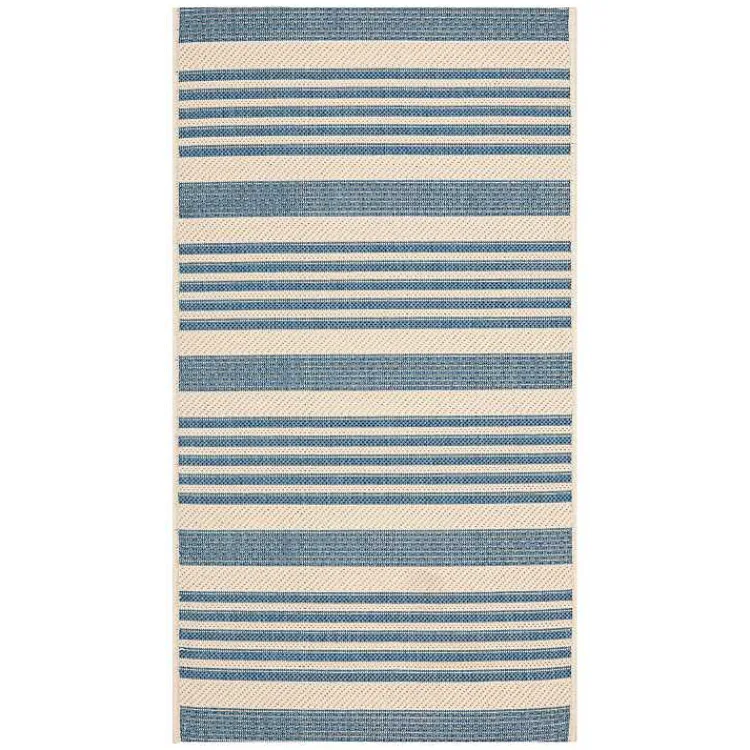 Outdoor Rugs-Kirklands Home Courcy Transitional Outdoor Accent Rug Blue