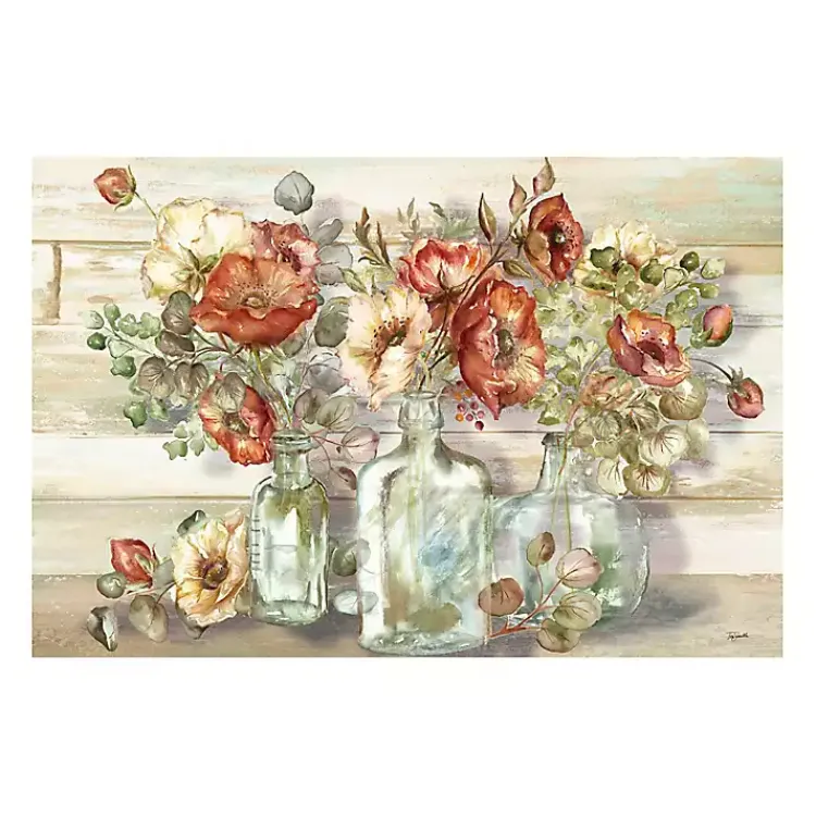 Canvas Art-Kirklands Home Poppies and Eucalyptus Canvas Art Print, 48x32 in. Multi