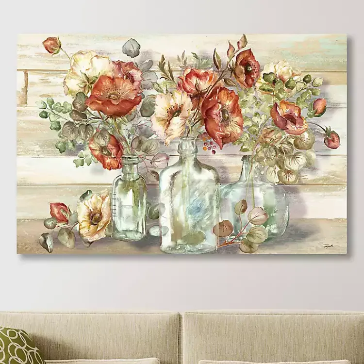 Canvas Art-Kirklands Home Poppies and Eucalyptus Canvas Art Print, 48x32 in. Multi