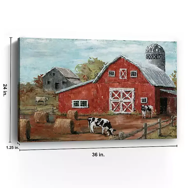 Canvas Art-Kirklands Home Red Country Barn Giclee Canvas Art Print Multi