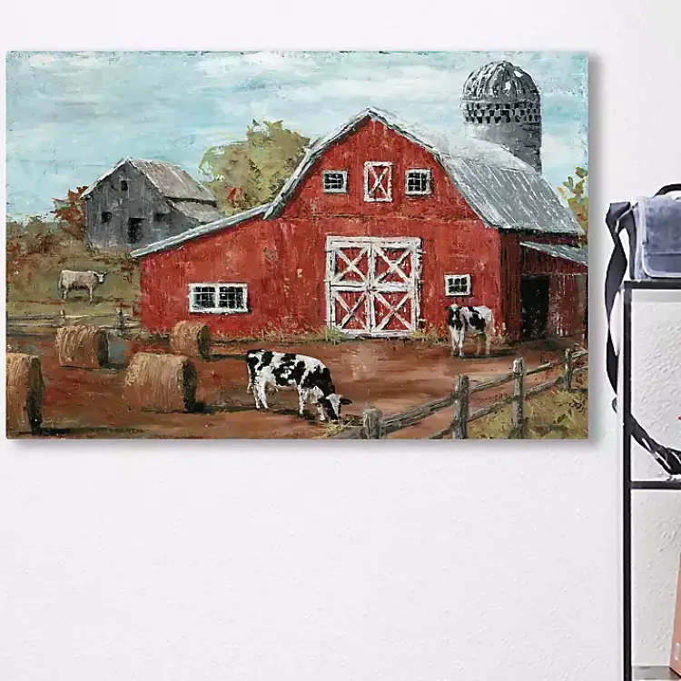 Canvas Art-Kirklands Home Red Country Barn Giclee Canvas Art Print Multi