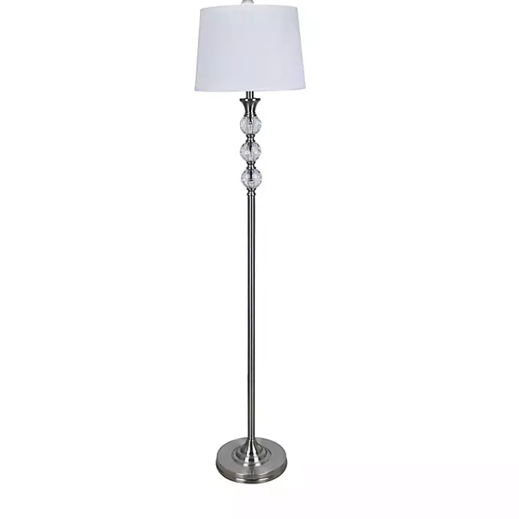 Floor Lamps-Kirklands Home Crystal Orb Stacked Floor Lamp White