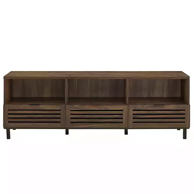 Tv Stands & Media Consoles-Kirklands Home Dark Walnut Rustic Slat Door TV Stand, 70 in. Brown