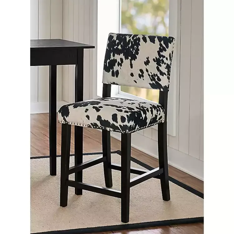 Bar Stools & Counter Height Stools-Kirklands Home Cora Udder Madness Counter Stool Black
