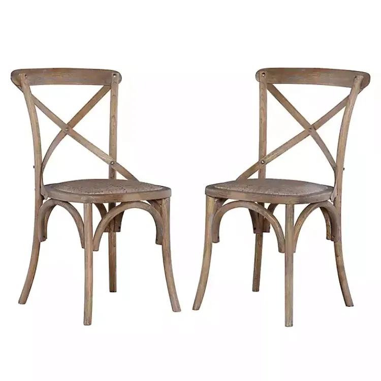 Dining Chairs-Kirklands Home French Country X-Back Dining Chairs, Set of 2 Gray