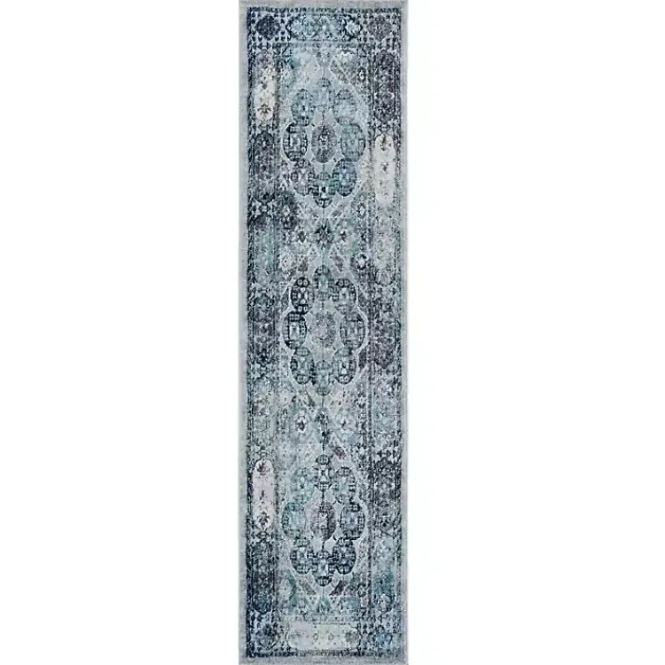 Area Rugs-Kirklands Home Aqua and Gray Alex Runner, 2x6