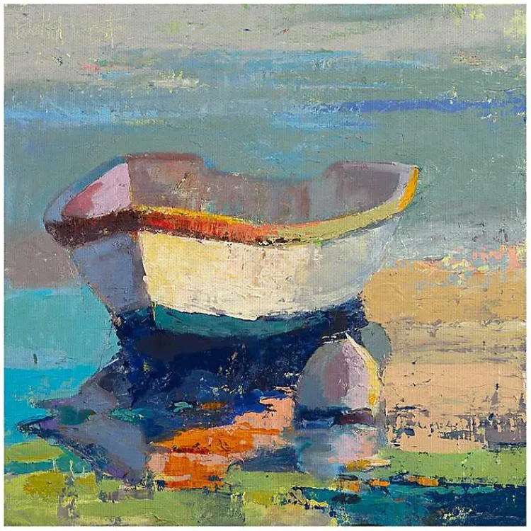 Canvas Art-Kirklands Home Bottle Green Boat Wrapped Canvas Art Print Multi