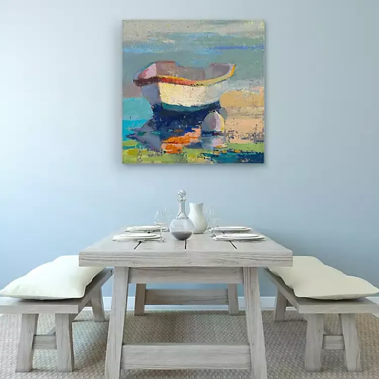 Canvas Art-Kirklands Home Bottle Green Boat Wrapped Canvas Art Print Multi