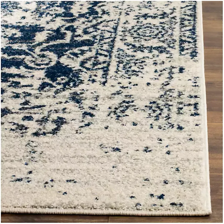 Area Rugs-Kirklands Home Navy and Cream Madison Distressed Area Rug, 6x9