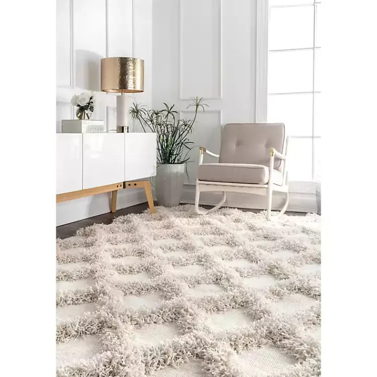 Area Rugs-Kirklands Home Francis Shaggy Diamond Trellis Area Rug, 7x9