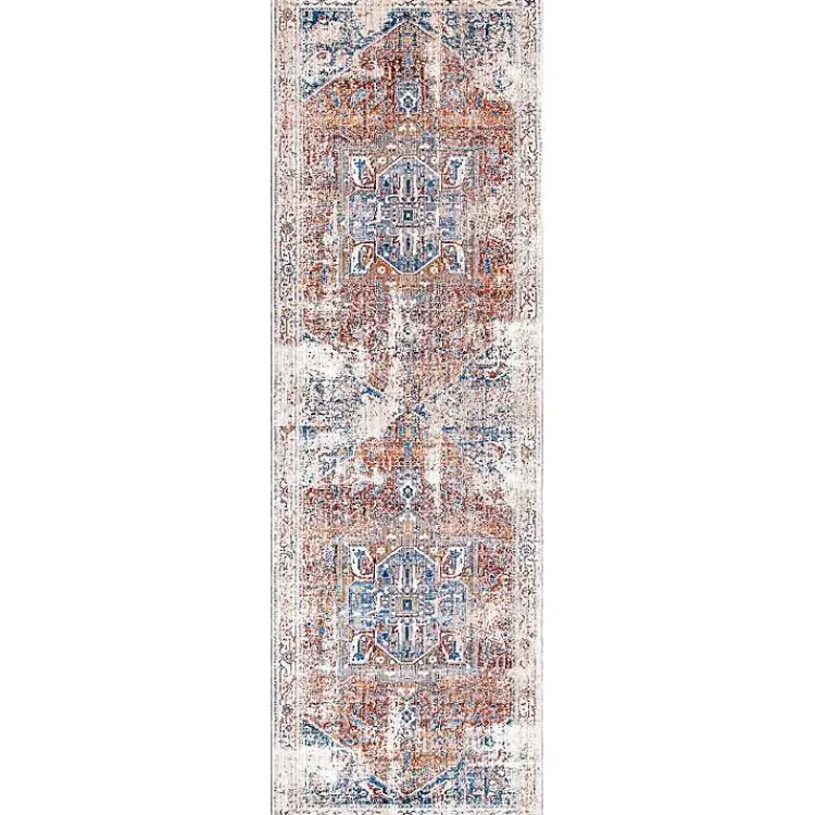 Accent Rugs-Kirklands Home Orange Eli Medallion Fringe Runner