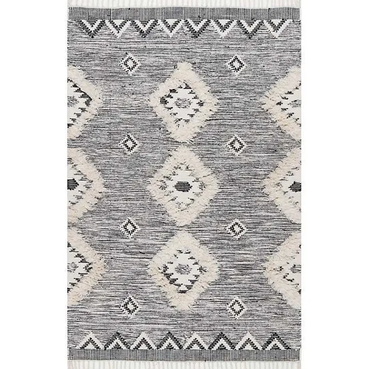 Area Rugs-Kirklands Home Sofia Moroccan Fringe Area Rug, 5x8 Gray