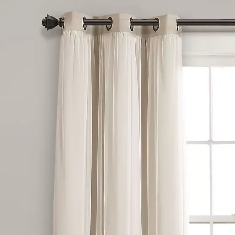 Curtains & Drapes-Kirklands Home Wheat Curtain Panel Set with Overlay, 95 in.