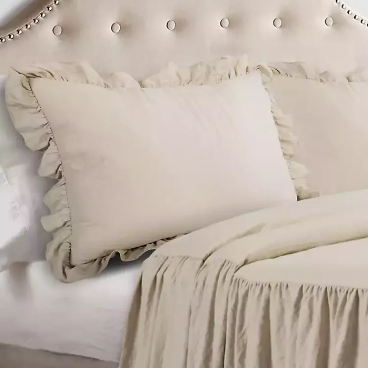 Comforters-Kirklands Home Ruffle Skirt 3-pc. Queen Comforter Set Tan