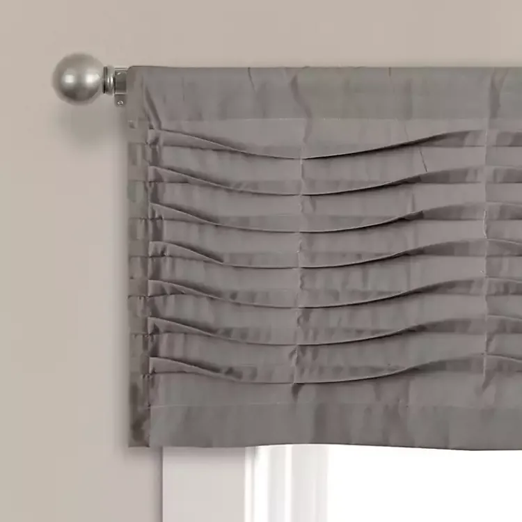 Curtains & Drapes-Kirklands Home Dark Wave Pattern Valance Gray