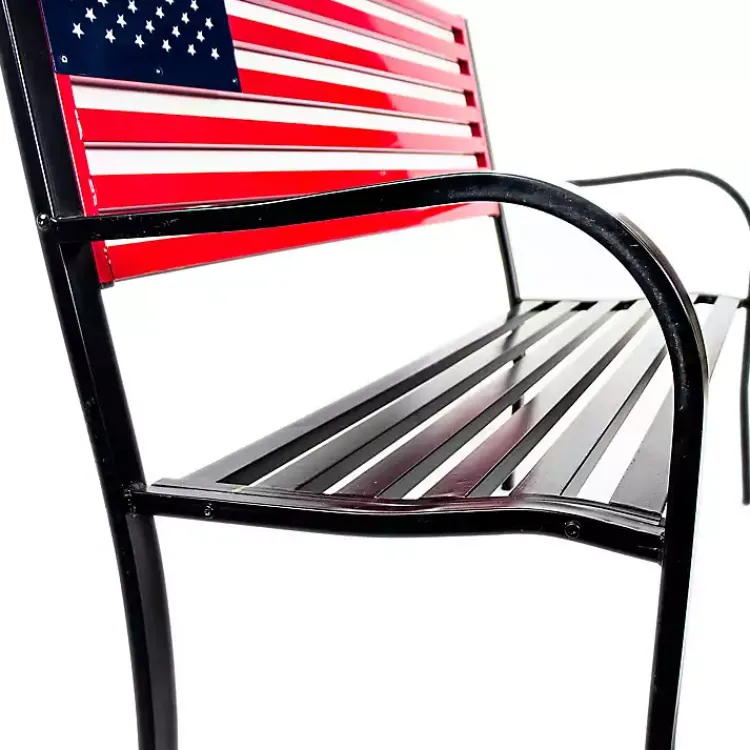 Outdoor Seating-Kirklands Home Metal American Flag Bench