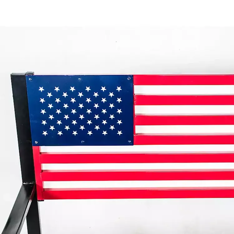 Outdoor Seating-Kirklands Home Metal American Flag Bench