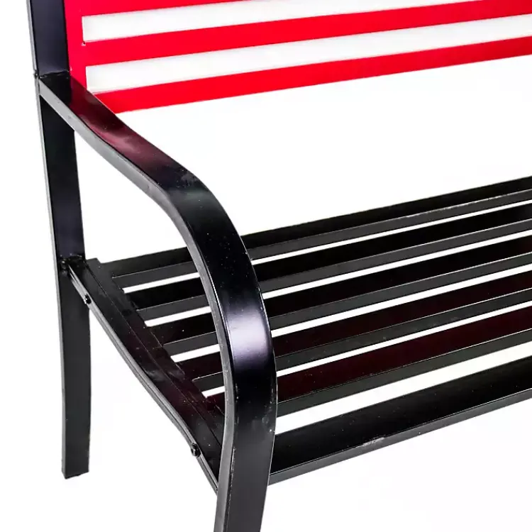 Outdoor Seating-Kirklands Home Metal American Flag Bench