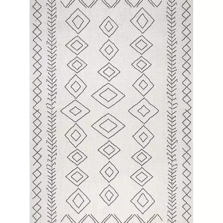 Outdoor Rugs-Kirklands Home Cream Serna Tribal Outdoor Area Rug, 5x7
