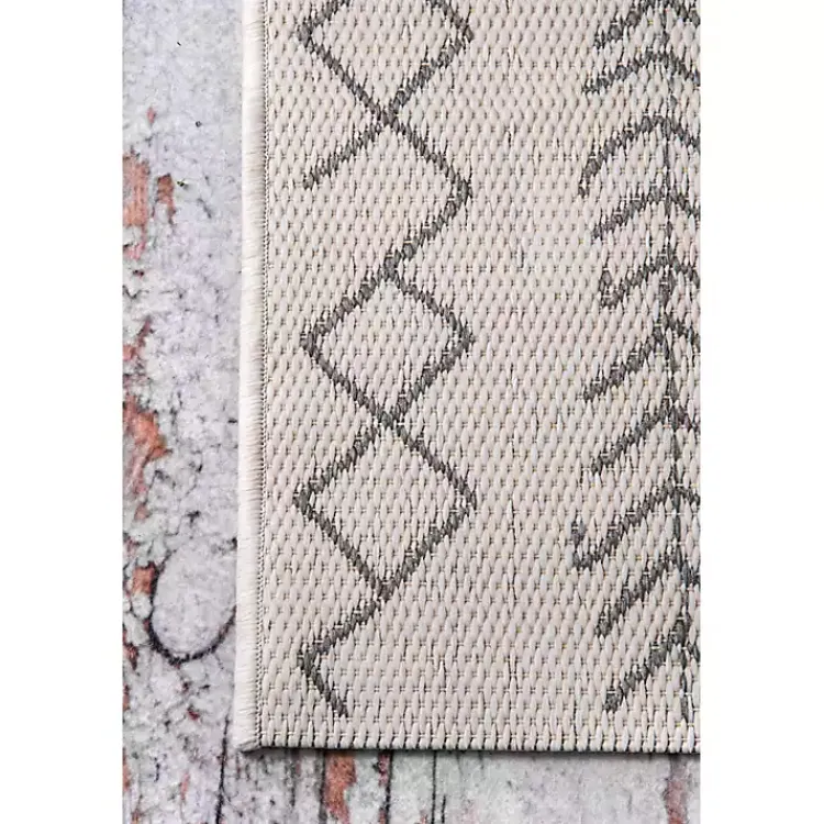 Outdoor Rugs-Kirklands Home Cream Serna Tribal Outdoor Area Rug, 5x7